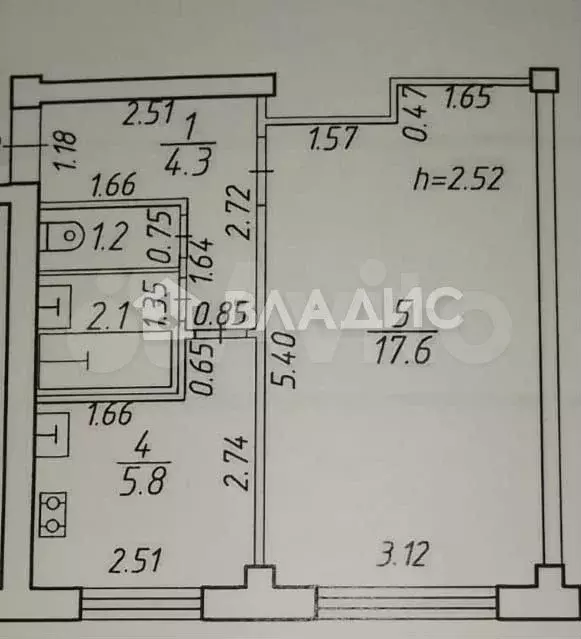 1-к. квартира, 31 м, 1/5 эт. - Фото 0