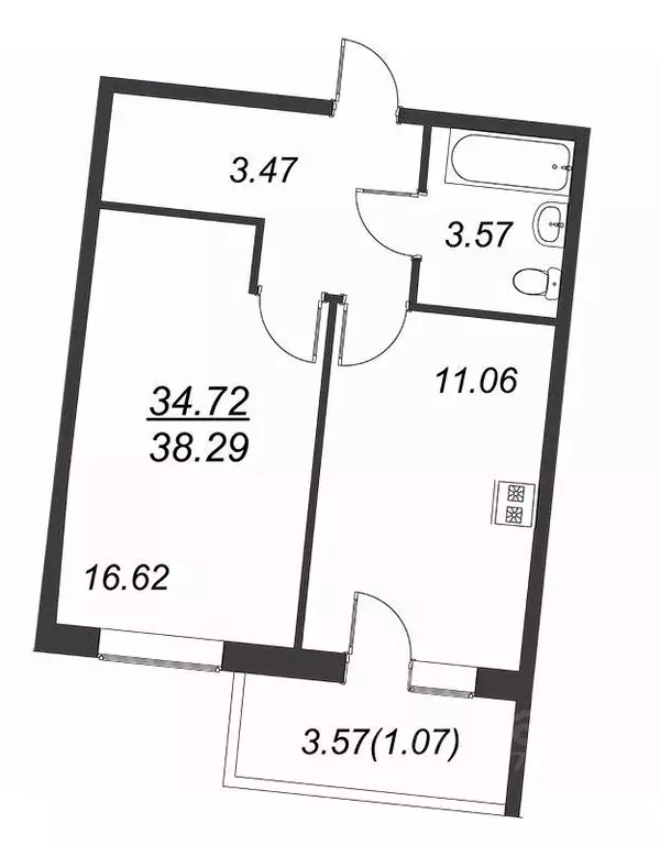 1-к кв. Санкт-Петербург Пулковское ш., 42к6 (35.32 м) - Фото 1