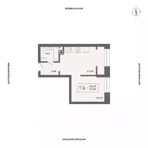 1-к кв. Новосибирская область, Новосибирск Аэропорт мкр,  (37.52 м) - Фото 0