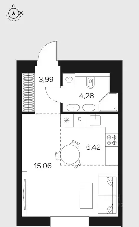 Студия Москва Автозаводская ул., 26 (30.0 м) - Фото 1