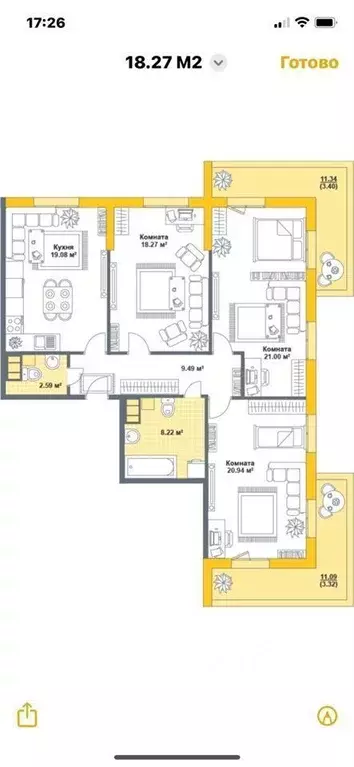 3-к кв. Санкт-Петербург бул. Вилькицкий, 7 (110.0 м) - Фото 1