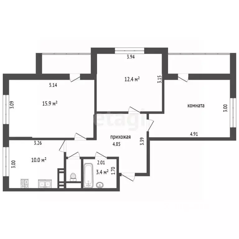 3-к кв. Московская область, Люберцы Зенино ЖК Самолет мкр, ул. Камова, ... - Фото 2