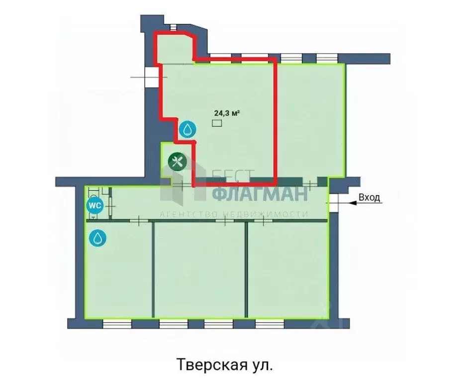 Помещение свободного назначения в Москва Тверская ул., 12С7 (24 м) - Фото 2