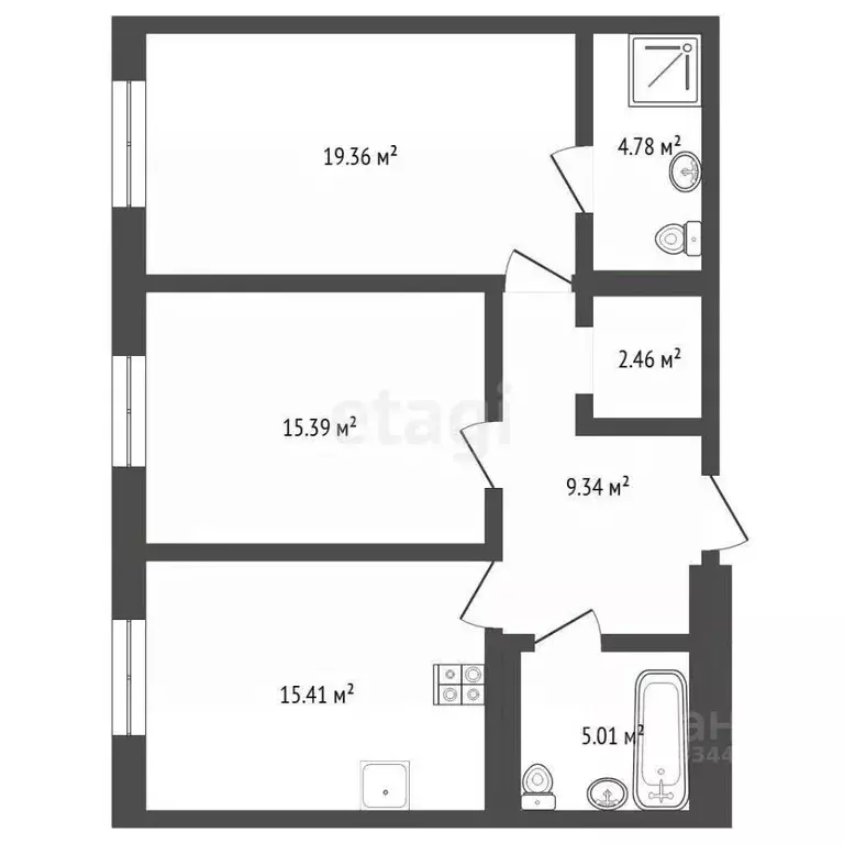 2-к кв. Тюменская область, Тюмень ул. Николая Машарова, 8 (72.2 м) - Фото 2