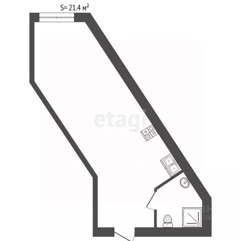 Студия Санкт-Петербург Московский просп., 32 (21.4 м) - Фото 1