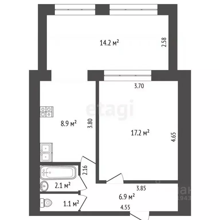 2-к кв. Мордовия, Саранск ул. Воинова, 2к9 (50.4 м) - Фото 1