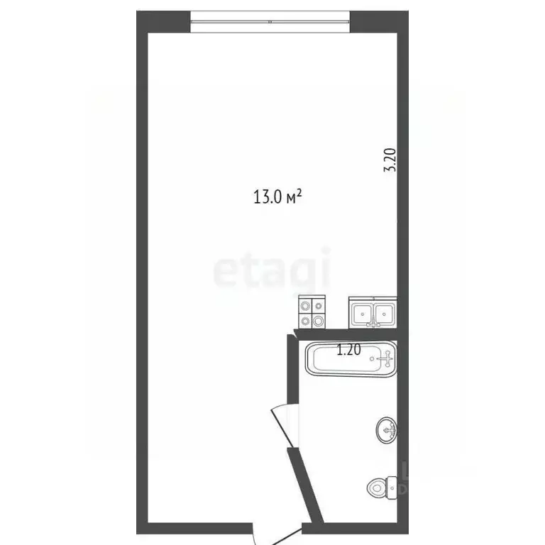 Студия Самарская область, Самара Днепровская ул., 5 (18.6 м) - Фото 1