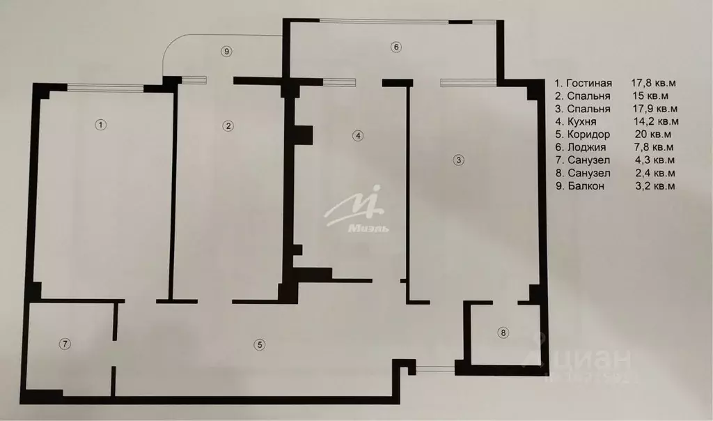 3-к кв. Севастополь ул. Маячная, 33 (92.7 м) - Фото 2
