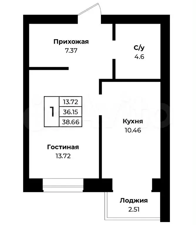 1-к. квартира, 40 м, 2/4 эт. - Фото 0