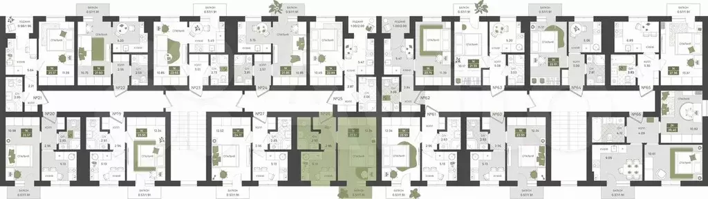 1-к. квартира, 23,9 м, 3/5 эт. - Фото 1