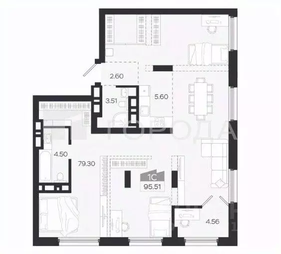 1-к кв. Томская область, Томск просп. Ленина, 206В (95.51 м) - Фото 1