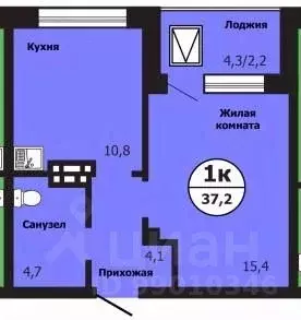1-к кв. Красноярский край, Красноярск ул. Лесников, 51Б (37.4 м) - Фото 0