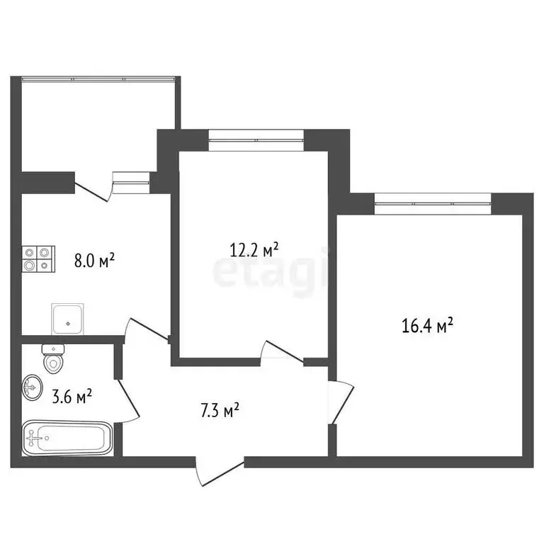 2-комнатная квартира: Калининград, улица Александра Невского, 269 ... - Фото 1