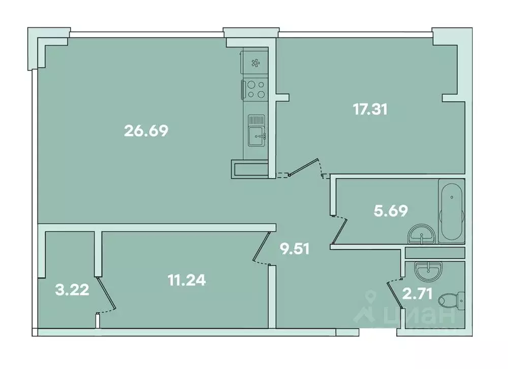 2-к кв. Иркутская область, Иркутск ул. Петрова, 18 (76.37 м) - Фото 0