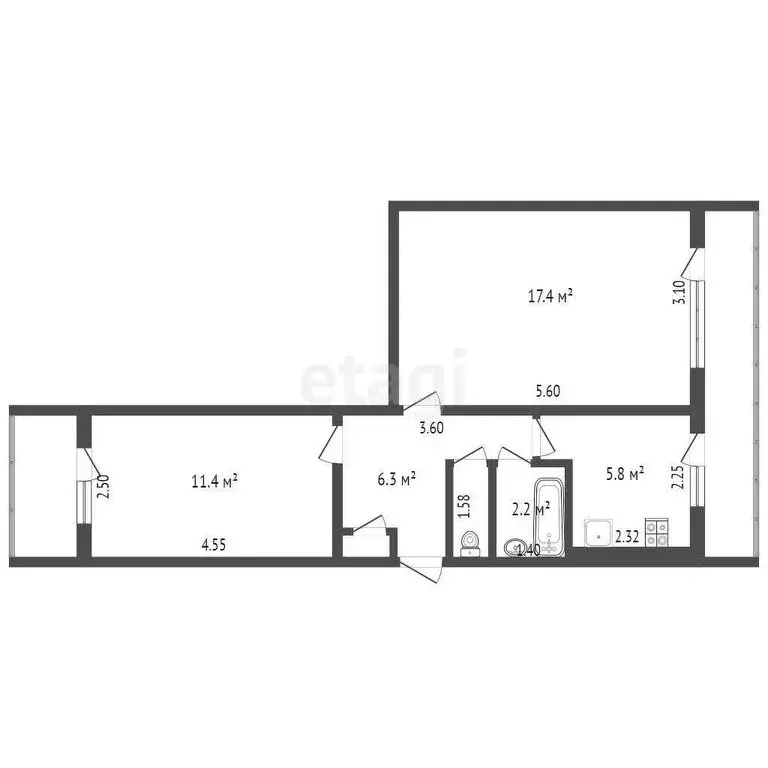 2-комнатная квартира: Ялта, Мисхорская улица, 2к1 (46 м) - Фото 1