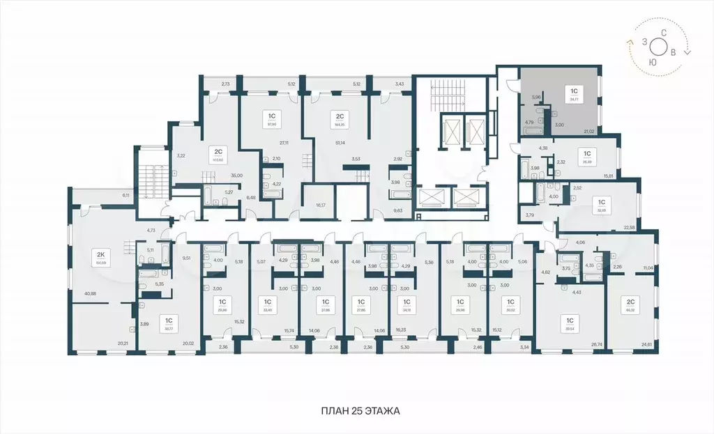 Апартаменты-студия, 34,8 м, 25/25 эт. - Фото 1