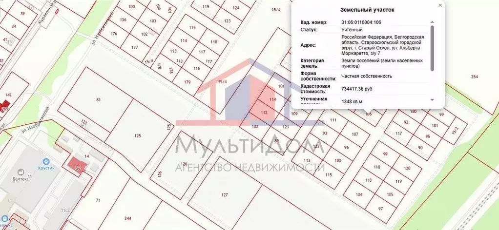 Участок в Белгородская область, Старый Оскол ул. Альберта Моржаретто ... - Фото 1