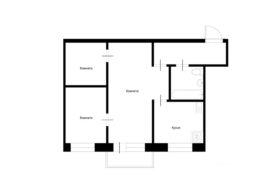 3-к кв. Омская область, Омск просп. Мира, 70 (45.0 м) - Фото 1