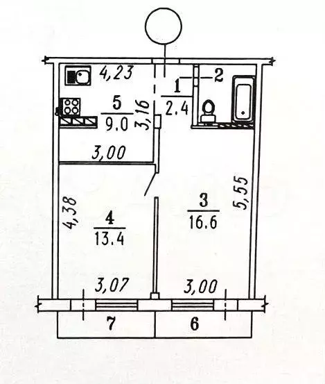 2-к. квартира, 44,7 м, 5/5 эт. - Фото 0