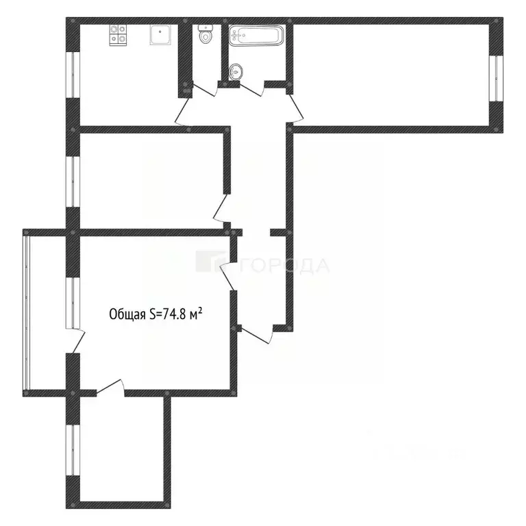 4-к кв. Кемеровская область, Новокузнецк ул. Рокоссовского, 27 (74.8 ... - Фото 2