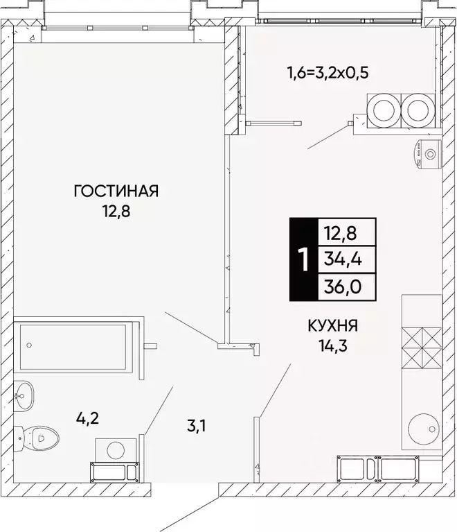 1-к кв. Ростовская область, Ростов-на-Дону Левобережье жилой комплекс ... - Фото 0