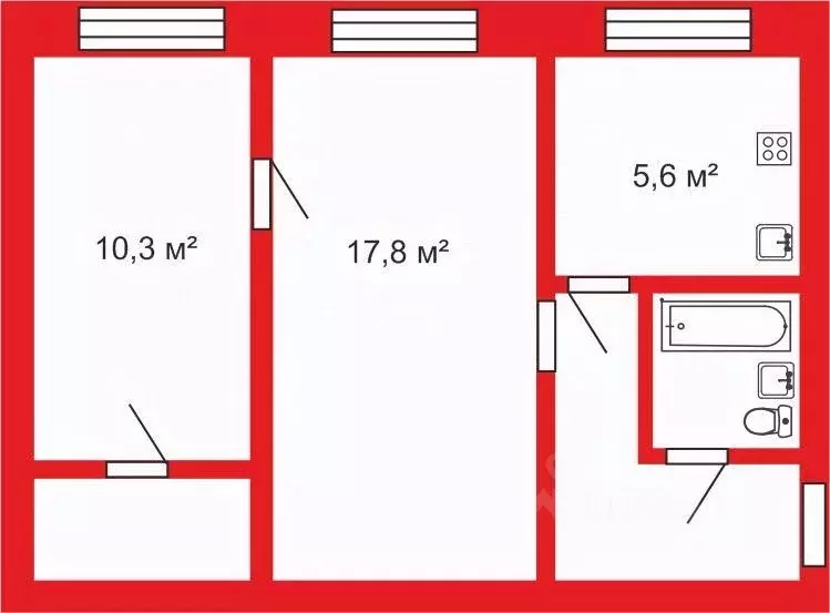 2-к кв. Челябинская область, Челябинск ул. Кирова, 4А (44.8 м) - Фото 2