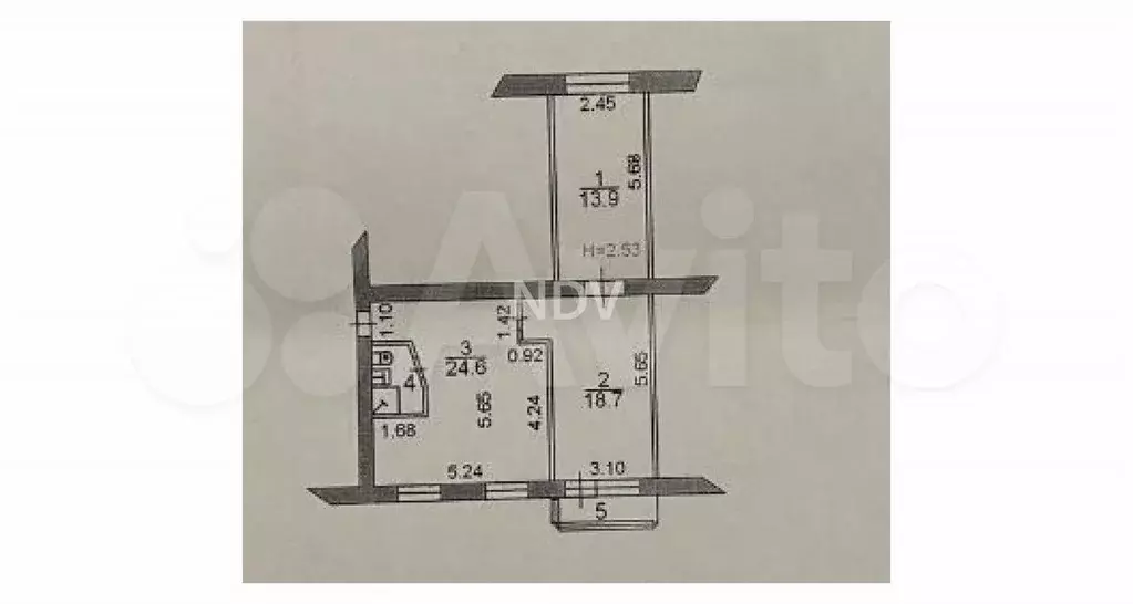 2-к. квартира, 60 м, 5/5 эт. - Фото 0