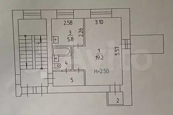 1-к. квартира, 32,6 м, 5/5 эт. - Фото 0