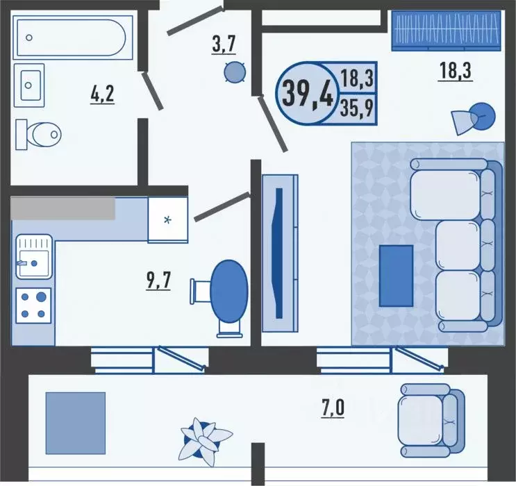 1-к кв. Орловская область, Орловский муниципальный округ, д. Образцово ... - Фото 1