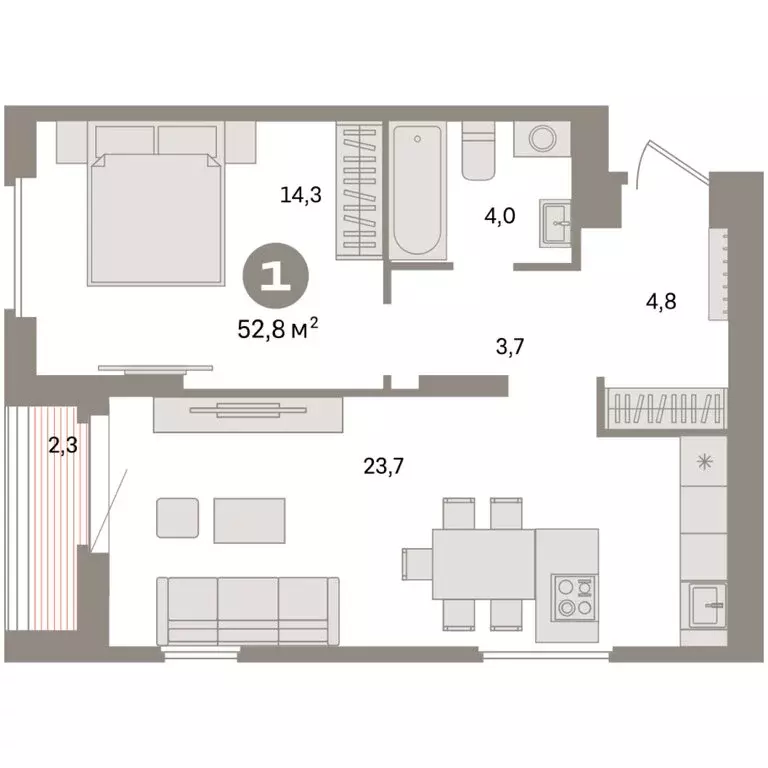1-комнатная квартира: Екатеринбург, жилой район Сортировочный, ... - Фото 2