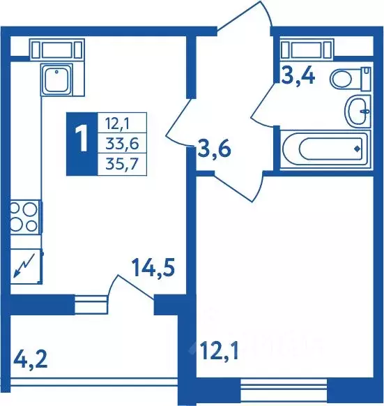 1-к кв. Башкортостан, Уфа Дема жилрайон, Новая Дема жилой комплекс ... - Фото 1