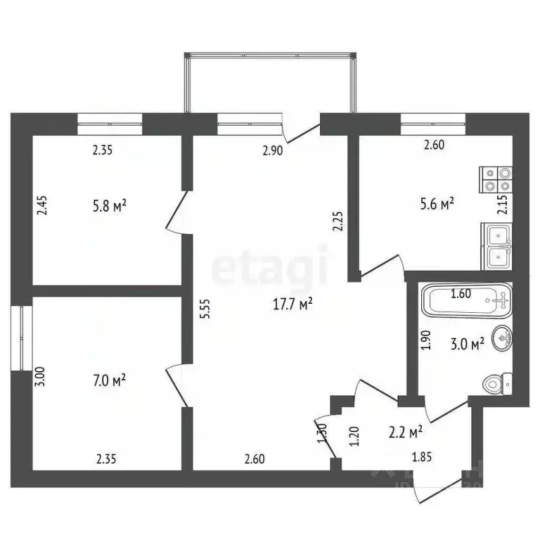 2-к кв. Мордовия, Рузаевка ул. Титова, 11 (41.3 м) - Фото 0
