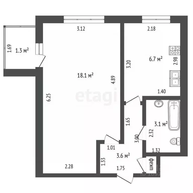 1-к кв. Башкортостан, Стерлитамак просп. Октября, 71 (32.5 м) - Фото 1