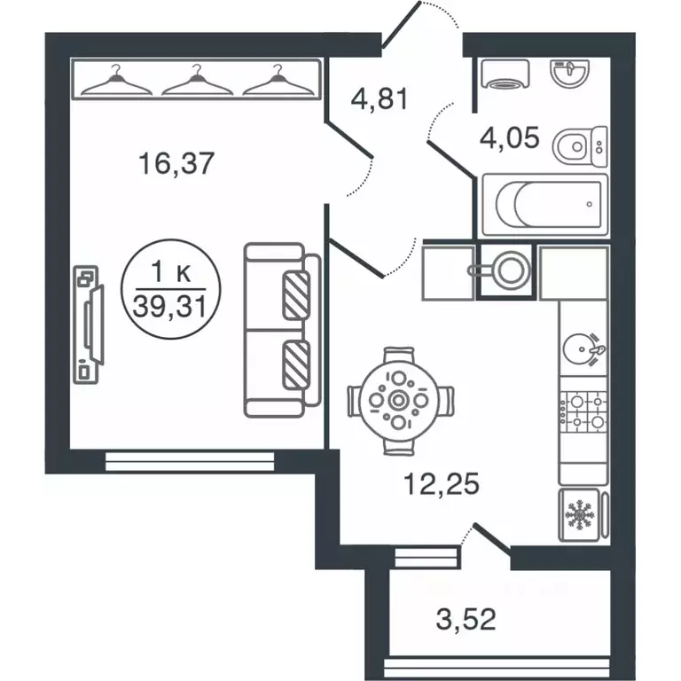 1-к кв. Тверская область, Тверь Бурашевское ш., 60 (39.31 м) - Фото 1