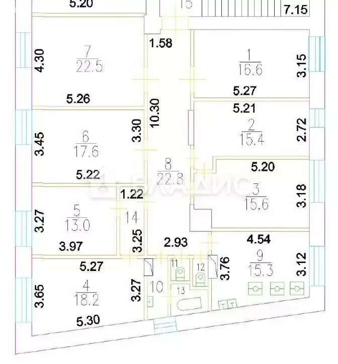 7-комнатная квартира: Москва, Новая Басманная улица, 12с2 (168.2 м) - Фото 1