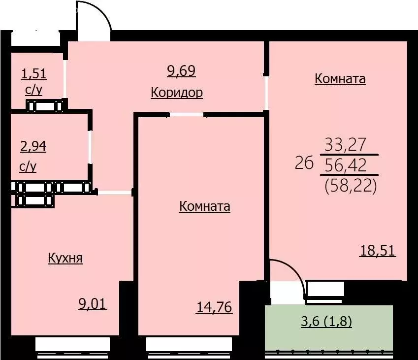 2-комнатная квартира: Ярославль, Красноборская улица, 32А (58.22 м) - Фото 1