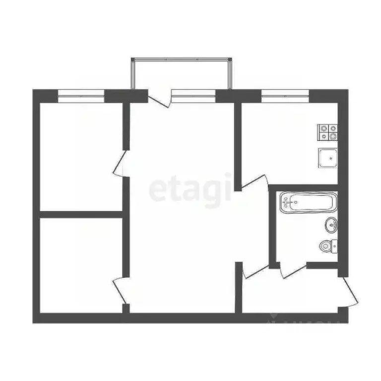 3-к кв. Тульская область, Узловая Магистральная ул., 55 (43.0 м) - Фото 1