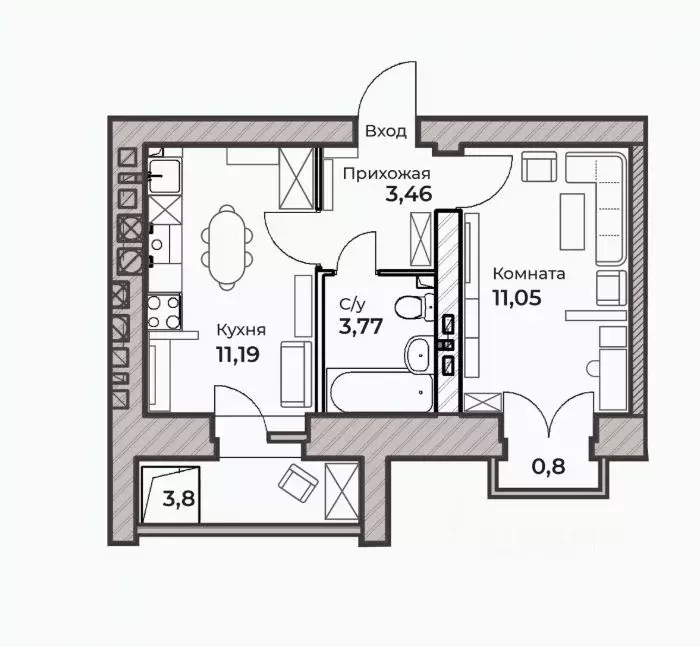 1-к кв. Ярославская область, Ярославль ул. Штрауса, 48 (31.61 м) - Фото 2