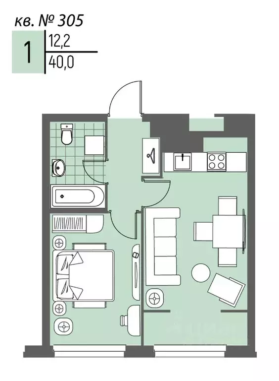 1-к кв. Нижегородская область, Нижний Новгород Спортивный мкр, ... - Фото 1