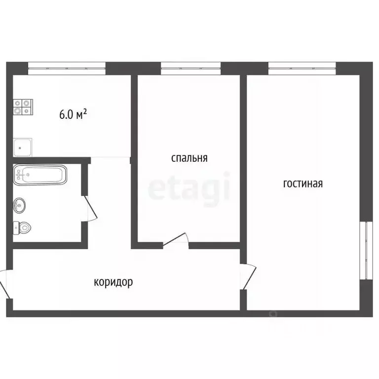 2-к кв. Московская область, Коломна ул. Ленина, 42 (41.6 м) - Фото 2