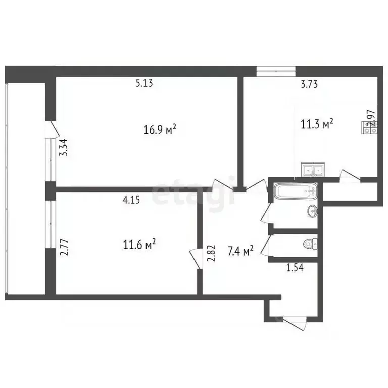 2-к кв. Москва ул. Академика Скрябина, 16к1 (51.1 м) - Фото 1