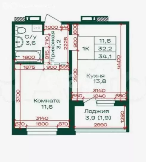 1-комнатная квартира: Майма, Алтайская улица, 2к2 (34.1 м) - Фото 1