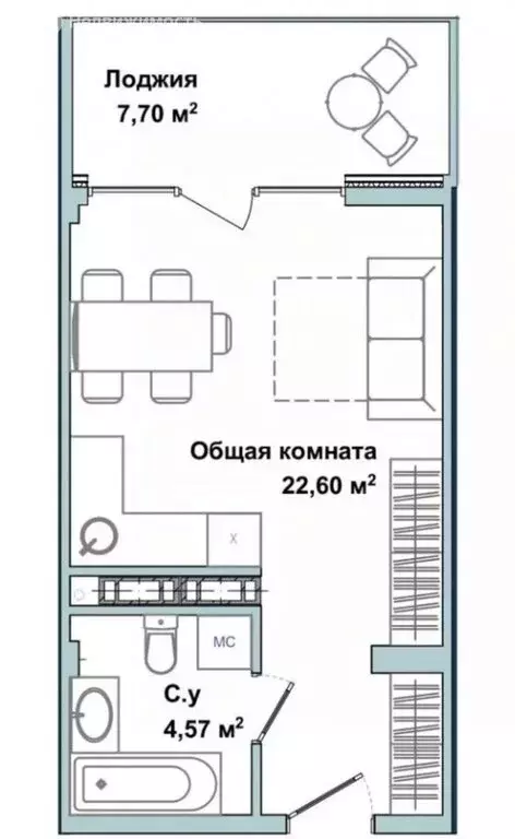 1-комнатная квартира: Севастополь, улица Лётчиков, 10к4 (34.3 м) - Фото 1