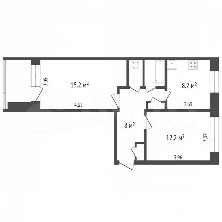 2-к. квартира, 47,1 м, 5/5 эт. - Фото 0
