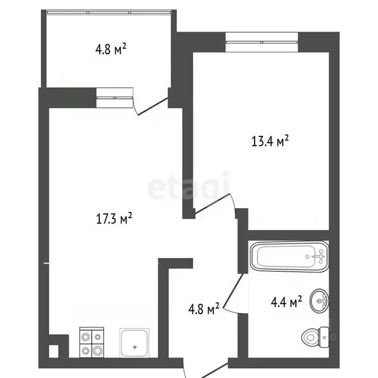 1-к кв. Тюменская область, Тюмень ул. Николая Глебова, 3 (39.6 м) - Фото 2