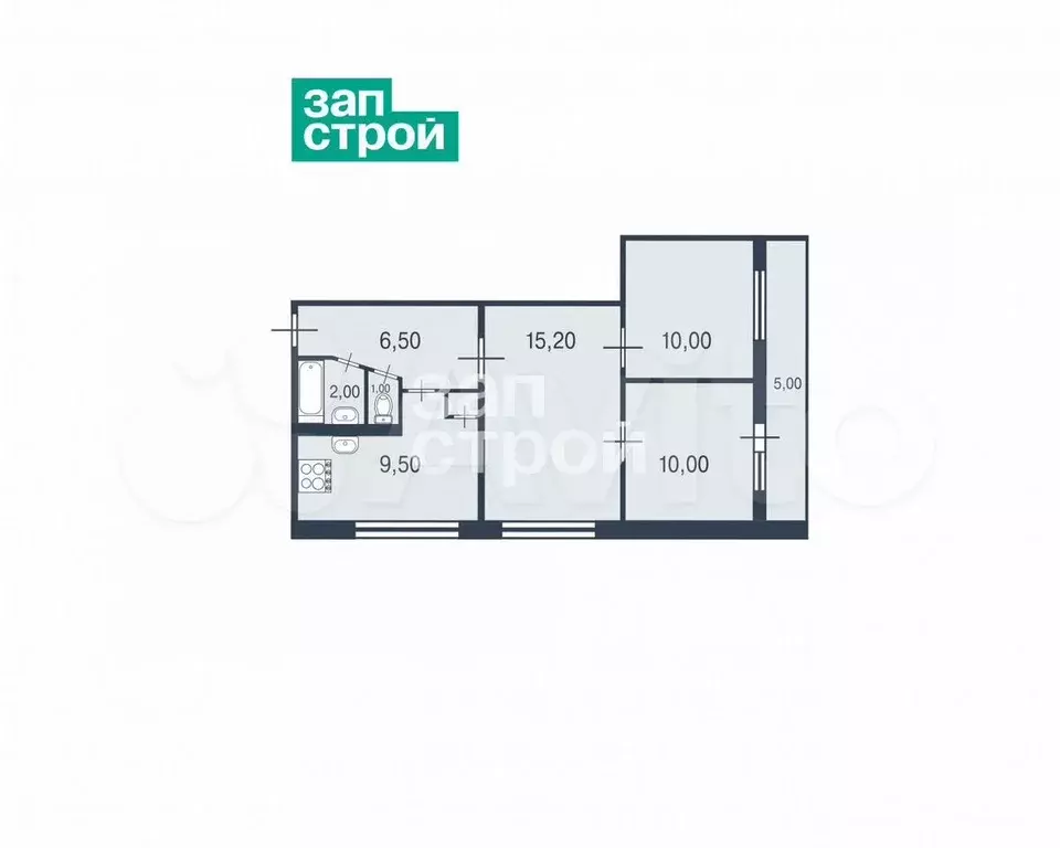 3-к. квартира, 54,9 м, 5/9 эт. - Фото 0