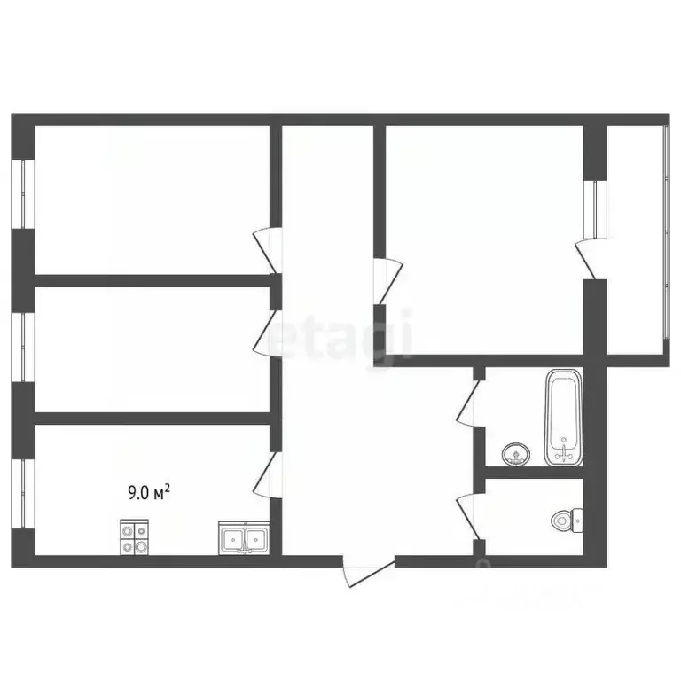 3-к кв. Ярославская область, Рыбинск 1-я Выборгская ул., 58 (61.7 м) - Фото 2