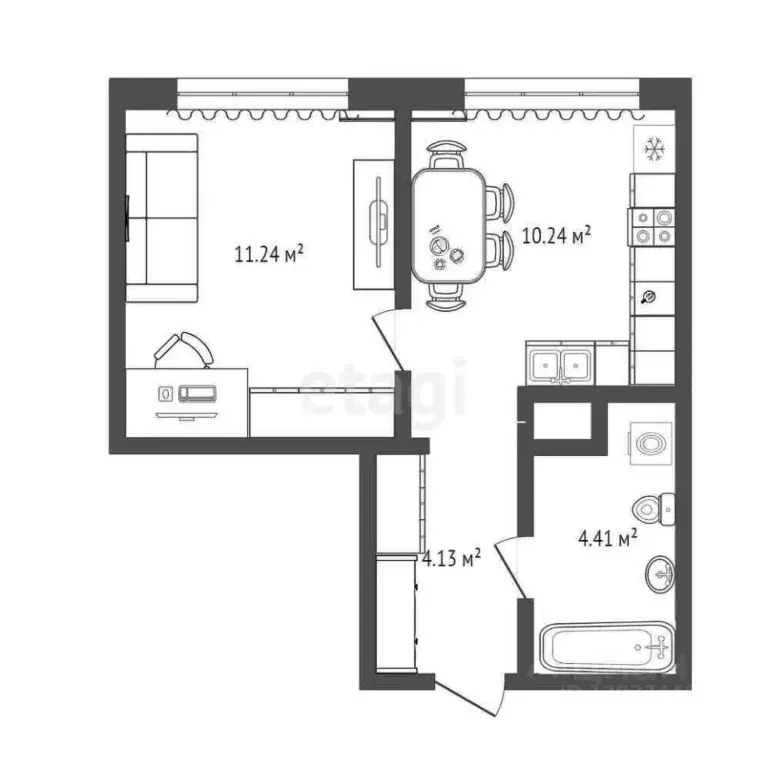 1-к кв. Тюменская область, Тюмень ул. Первооткрывателей, 8 (30.02 м) - Фото 2