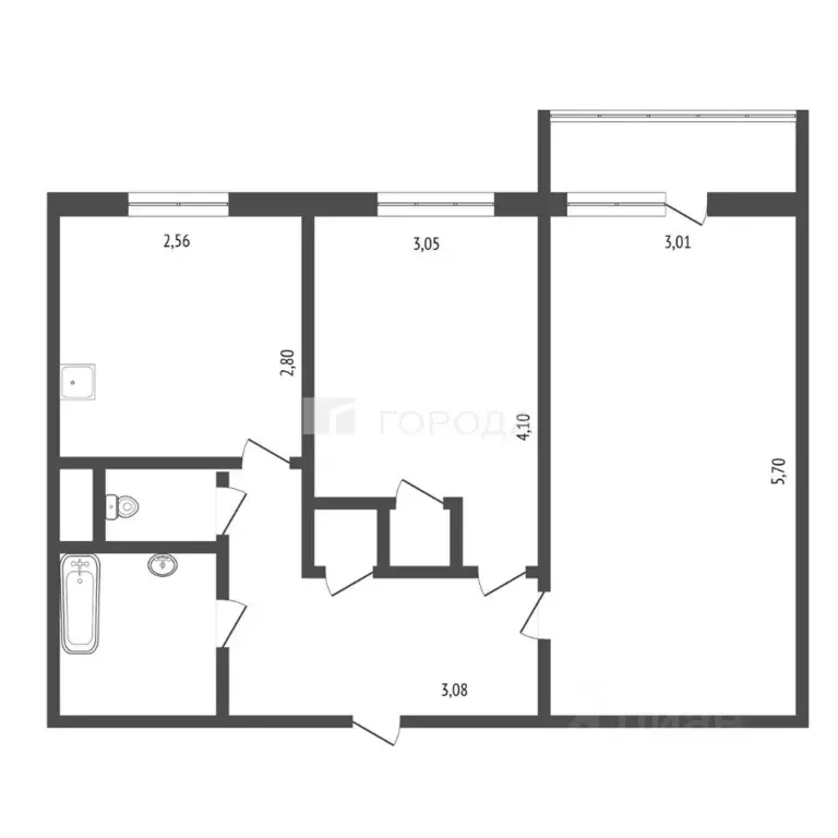2-к кв. Кемеровская область, Новокузнецк ул. Петракова, 57 (47.9 м) - Фото 2