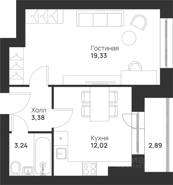 1-к кв. Тульская область, Тула ул. Героев России, 8 (40.86 м) - Фото 0